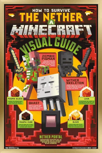 Miniatura 18 de Trends International Minecraft - Póster de The Nether Wall, 14.725 x 22.375 pulgadas, versión enmarcada de madera de granero