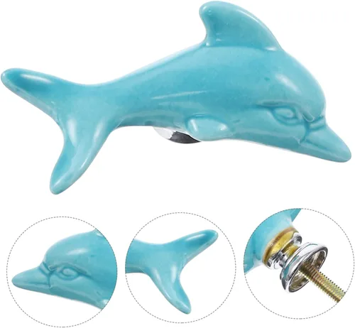 Miniatura 3 de Uonlytech Dolphin - Perillas de puerta de armario, manijas duraderas y sólidas para cajones de muebles de 2.34 pulgadas, tiradores decorativos