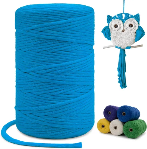 Miniatura 9 de Cuerda de macramé de una sola hebra de 0.197 in x 110 yardas, cuerda de macramé de algodón natural de 0.197 in, cuerda de algodón grueso para colgar