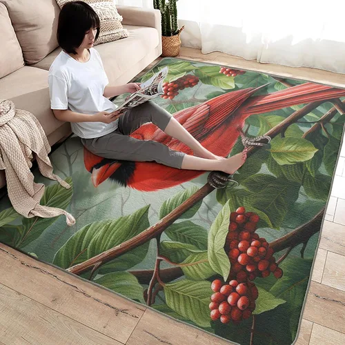 Miniatura 4 de Alfombra cardenal de Navidad de 2 x 3 pies, alfombra cardenal roja, alfombras de pájaros rojos para entrada, sala de estar, dormitorio, alfombra