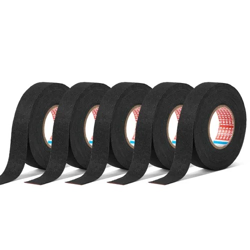 Miniatura 4 de HSTECH 2 rollos de cinta de arnés de cable, cinta de tela para arnés de cableado de altavoz, cinta adhesiva negra, para arnés de cables eléctricos