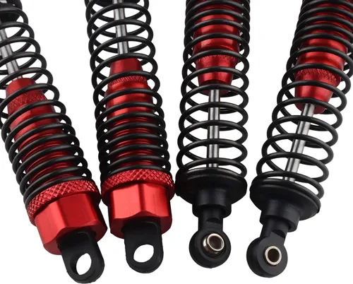 Miniatura 5 de 4 amortiguadores delanteros y traseros, suspensión ajustable de 3.858 in de aluminio para autos RC 1/10 HSP 94166 94106 94107 94155 94170 Buggy Rojo