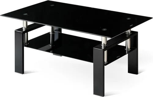 Miniatura 7 de Mesa de centro rectangular de vidrio para sala de estar, con mesa de vidrio templado y capa de MDF, para sala de estar y oficina