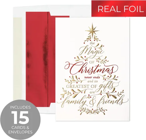 Miniatura 2 de Masterpiece Believe In The Magic Of Christmas Cards / Juego de 15 tarjetas navideñas en caja con detalles de papel de aluminio brillante y sobres