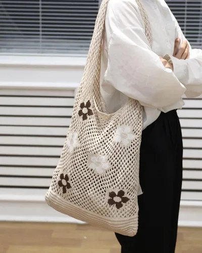 Miniatura 6 de ENBEI Bolsas bohemias, bolsa de punto de hombro, bolsa de mano Y2K estética, bolso de ganchillo lindo para mujeres, regalos hippie