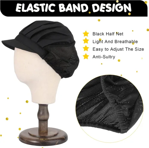Miniatura 3 de Hicarer 16 sombreros de chef para mujer, redes para el pelo, cocina, cocina, gorra de chef ajustable, gorra de trabajo elástica para mujeres