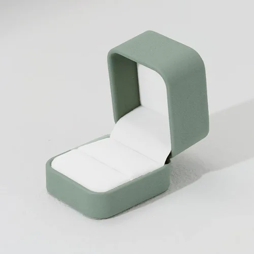Miniatura 6 de Caja de anillo de cuero para compromiso de propuesta Caja de regalo de anillo de joyería de cuero verde oliva