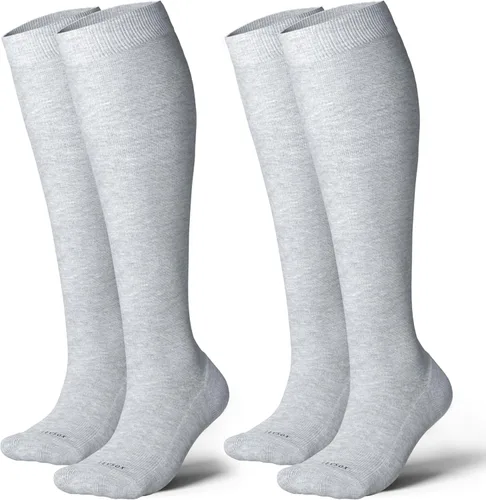 Miniatura 15 de LEVSOX Calcetines de compresión de algodón grueso para mujeres y hombres, 20-30 mmHg, de altura hasta la rodilla, lindos calcetines de soporte