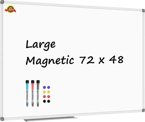 Miniatura 8 de Lockways Pizarra blanca magnética grande de borrado en seco de 60 x 40 pulgadas, pizarra blanca montada en la pared con bandeja para bolígrafos