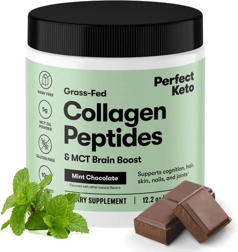 Miniatura 16 de Perfect Keto - Polvo de proteína de péptidos de colágeno con aceite MCT, colágeno hidrolizado, suplemento de tipo I y III, sin gluten, alimentado