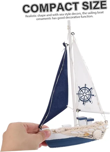 Miniatura 9 de ARTIBETTER Decoración Vela Adornment Escritorio Velero Ornamento Estilo Náutico Velero Modelo Mediterráneo Náutico Barco Modelo LED Madera Oficina