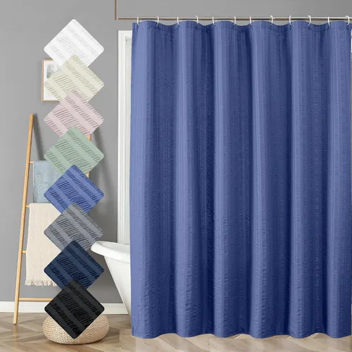 Miniatura 40 de Aiyufeng Moga - Cortina de ducha verde salvia, cortinas de ducha texturizadas en relieve 3D para baño, cortina de baño de tela de poliéster de lujo