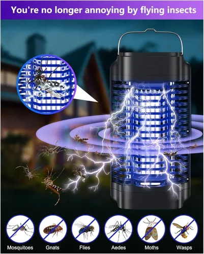 Miniatura 7 de Exterminador de insectos para exteriores e interiores, trampa eléctrica para mosquitos, trampa para moscas impermeable, matamoscas para el hogar