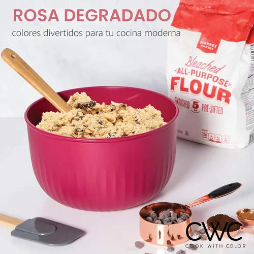 Miniatura 3 de COOK WITH COLOR Tazones de preparación con tapas - Juego de tazones pequeños de plástico para mezclar anchos y profundos que se anidan con tapas