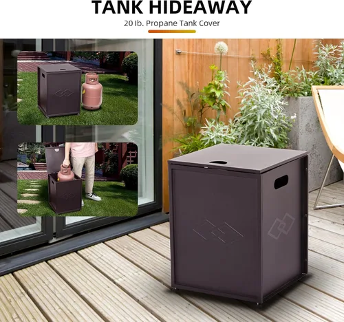 Miniatura 2 de Cubierta de tanque de propano para mesa escondida de 16 pulgadas, almacenamiento al aire libre para fogatas de gas, se adapta a tanque de 20 libras