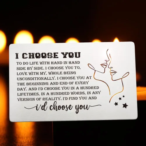 Miniatura 2 de FOKCBOCM Tarjetas de aniversario para él y ella, tarjeta de inserción de billetera con texto en inglés "I Choose You", divertida nota de amor