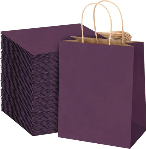 Miniatura 10 de bagmad Paquete de 100 Bolsas de Regalo de Papel Marrones Medianas de 8 x 4.75 x 10 pulgadas con Asas a Granel, Bolsas de Papel Kraft de marrón