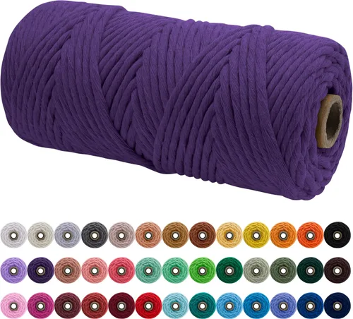 Miniatura 57 de JeogYong Cordón de macramé de un solo hilo 2mm x 164 yardas (492 pies) Cuerda de algodón suave, hilo de macramé 2 mm, suministros de macramé