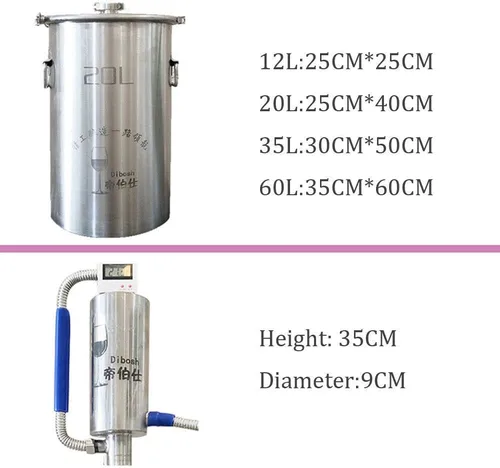 Miniatura 5 de YUEWO Alcohol Still Alembic Spirits - Destilador de agua de aceite esencial de alcohol de acero inoxidable 304 para hacer vino DIY whisky vino