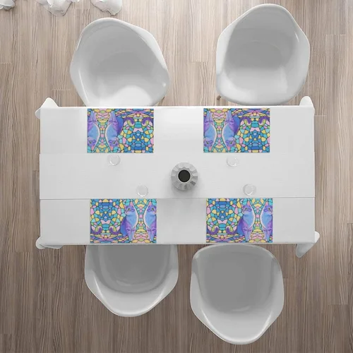 Miniatura 7 de Rectangular Placemats Set of 4, Heat Resistant Cat Printed Kitchen Dining Table Mats
