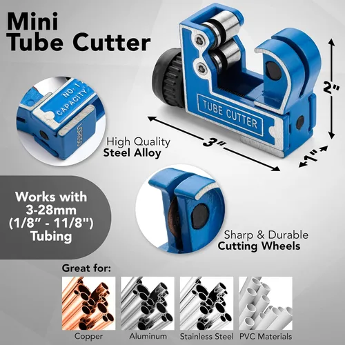 Miniatura 5 de Cortador de Tubo de Cobre - Mini Cortador de Tubo para 1/8" 1/4" 1/2" a 1 1/8" Pulgadas para Tubos de Cobre, Latón, Aluminio y Acero Inoxidable