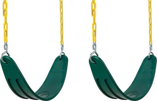 Swing-N-Slide WS 4773 - Juego de asiento de columpio de alta resistencia para exteriores con cadenas revestidas y eslabones rápidos, color verde,