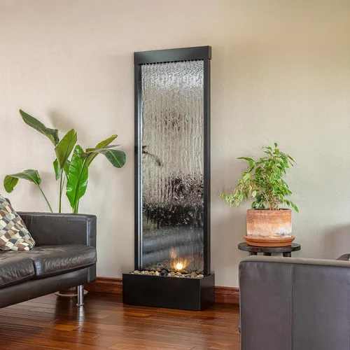 Miniatura 6 de Alpine Corporation MLT170S - Fuente de cascada para interiores y exteriores de 48 pulgadas con luz LED, moderna fuente de agua de pared negra