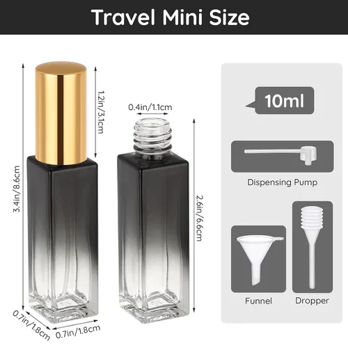 Miniatura 4 de Botellas de perfume Segbeauty para viajes, rellenables, de 10 ml, contenedores de perfume de vidrio con embudo y pipeta, 5 unidades o 10
