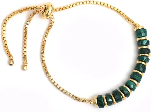 Miniatura 7 de Natural Heishi Beads With Spacers Slider Bracelet Gemstone Healing Jewelry With 14k Yellow Gold Plated 8- Inch Adjustable Length