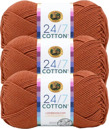 Miniatura 90 de Lion Brand Yarn, Hilo ligero mercerizado de algodón 24/7 para tejer, ganchillo y manualidades, Almirante, 1 paquete, 185 yardas de fibra natural