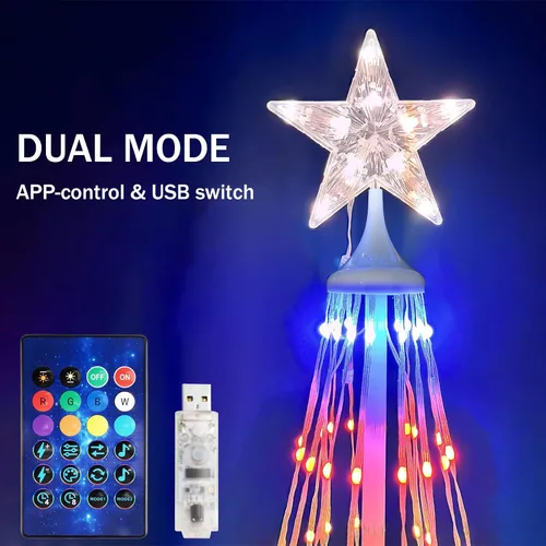 Miniatura 2 de Hoofun Luces de árbol de Navidad para decoraciones al aire libre: árboles de Navidad iluminados inteligentes de 6 a 8 pies, control de aplicación