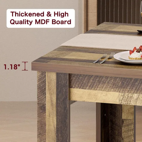 Miniatura 5 de CABIHOME 63" Rectangular Dining Table for 4-6, Farmhouse Large Kitchen Table, Sturdy Frame, 4 Triangular Stable Legs, Thickened Tabletop, Ideal for