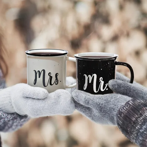Miniatura 6 de MAINEVENT Mr and Mrs Tazas de 11 onzas, taza de café de cerámica para parejas, taza de señor y señora