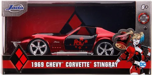 Miniatura 5 de Jada Toys DC Comics 1:32 Harley Quinn 1969 Chevy Corvette Stingray - Coche fundido a presión, juguetes para niños y adultos