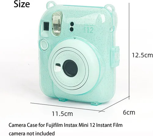 Miniatura 4 de Yitengteng Funda de cristal transparente con purpurina para cámara Fujifilm Instax Mini 12, funda protectora ajustable para cámara de PC