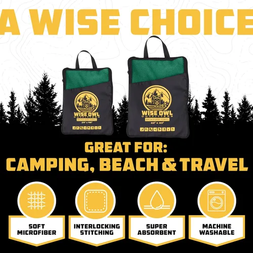 Miniatura 2 de Wise Owl Outfitters Microfiber Camping Towel - Quick Dry Towel for Travel, Backpacking, Hiking, Beach, Gym & Yoga - Compact, Fast Drying &
