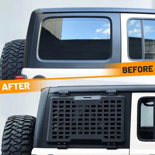 Miniatura 2 de Kit de panel lateral MOLLE para almacenamiento en ventana trasera con decoración protectora para Jeep Wrangler 2018-2025 JL de 4 puertas