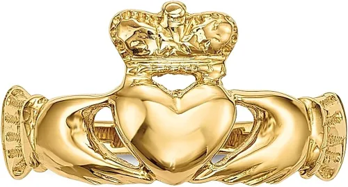 Miniatura 4 de Anillo Claddagh de oro amarillo de 14 quilates, joyería fina celta para mujer, regalos para ella, Oro, amarillo, oro amarillo