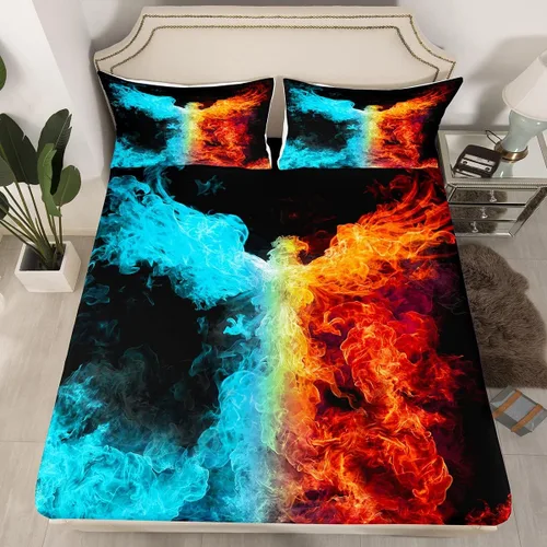 Erosebridal Phoenix - Juego de sábanas de tamaño matrimonial, juego de sábanas bajeras de Phoenix con estampado de pájaro mágico para niños, Color 14