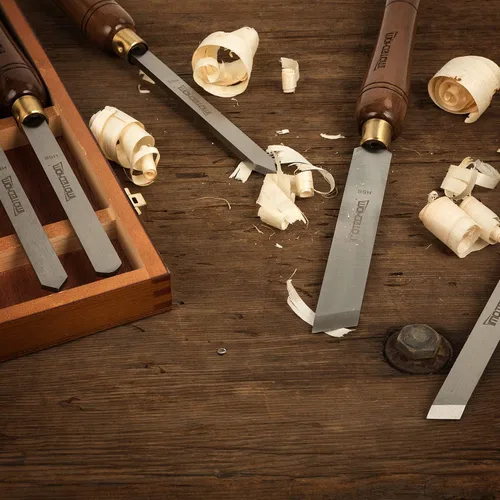 Miniatura 5 de Juego de 8 piezas de cinceles HSS para torno de madera con caja de madera