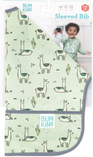 Miniatura 6 de Bumkins Sleeved Bib for Girl or Boy, Baby and Toddler for 6-24 Mos E1 Llama