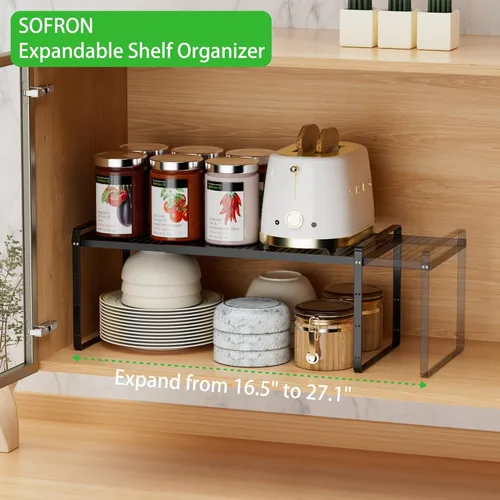 Miniatura 3 de Estante de Almacenamiento de Gabinete Expandible Organizador Apilable para Cocina Baño Despensa Especiero Encimera de Café Escritorio de Oficina