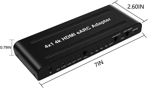 Miniatura 5 de 4x2 HDMI 2.0 eARC Audio Extractor & Switch, 4k HDMI eARC adaptador compatible con control remoto IR, interruptor eARC/ARC, barra de sonido, HDCP