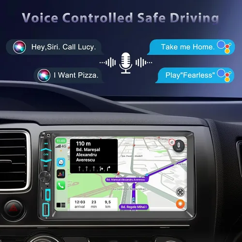 Miniatura 6 de Pantalla de radio estéreo inalámbrica de doble DIN para receptores de audio de automóvil, Bluetooth Car Play Android Auto Touchscreen, Mirror Link