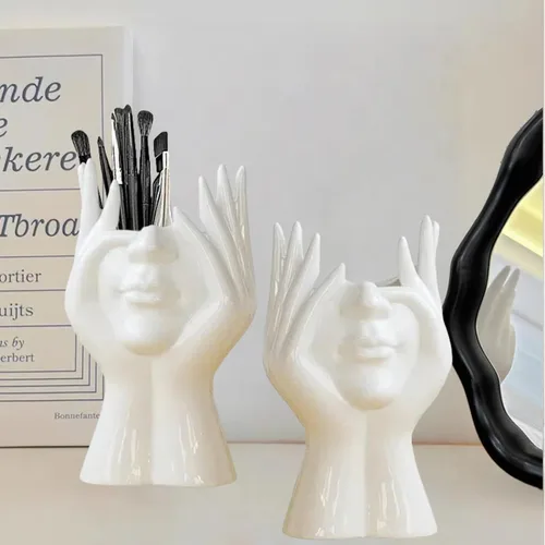 Miniatura 7 de Soporte para pinceles,Organizador de pinceles de cerámica,Florero pequeño (rojo, pequeño)