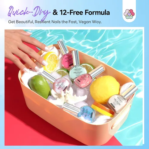 Miniatura 4 de SAVILAND - Juego de esmaltes de uñas perlados: esmalte de uñas de sirena de secado rápido, kit de esmalte de uñas en laca perlada de 6 colores rosa