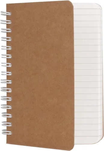 Miniatura 6 de Cuadernos de espiral plano con tapa Kraft, paquete de dos unidades, 3.5 x 5.5 pulgadas, 180 páginas a rayas, 90 hojas, fácil de transportar