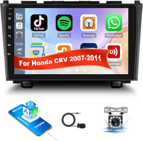 Estéreo de coche para Honda CRV 2007-2011 Radio de coche, reproductor de MP5 con Apple Carplay Android Auto Mirror Link, 9 pulgadas pantalla táctil