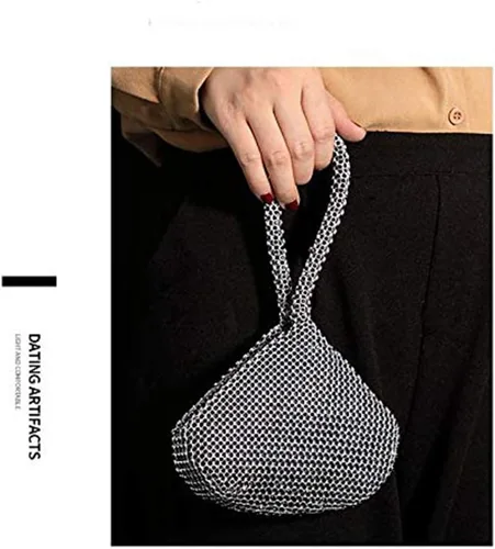 Miniatura 2 de VISTATROY Bolso de noche para mujer, con diamantes de imitación brillantes, triangular, cadena de diseñador, bolso de mano para fiesta, graduación