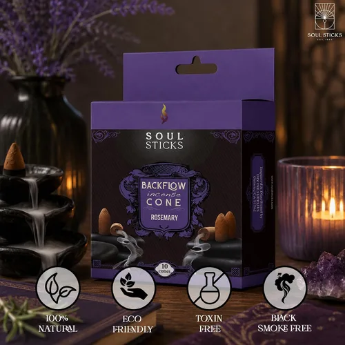 Miniatura 2 de Soul Sticks Conos de incienso de reflujo – 40 conos orgánicos hechos a mano para quemador de cascada Paquete de 4 aromas aromáticos de larga Romero
